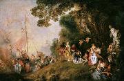 Jean-Antoine Watteau Pilgrimage to Cythera (mk08) oil painting on canvas